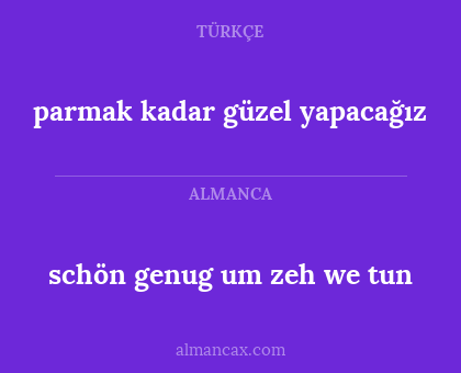 parmak kadar güzel yapacağız - schön genug um zeh we tun