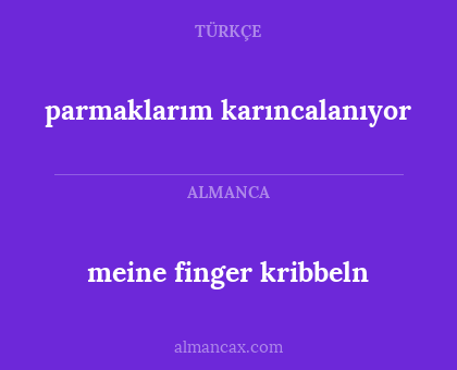 meine finger kribbeln - parmaklarım karıncalanıyor