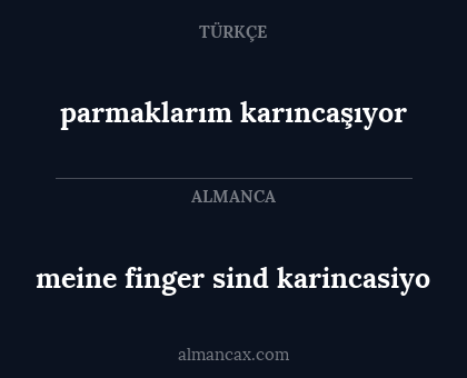 meine finger sind karincasiyo - parmaklarım karıncaşıyor
