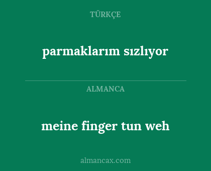 meine finger tun weh - parmaklarım sızlıyor