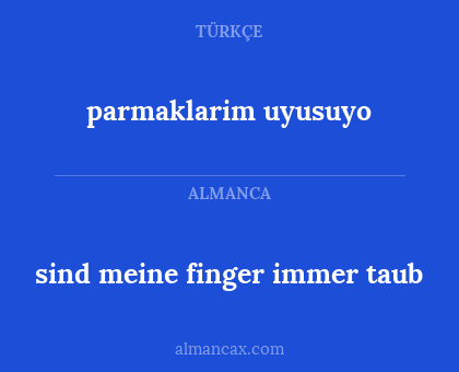 sind meine finger immer taub - parmaklarim uyusuyo