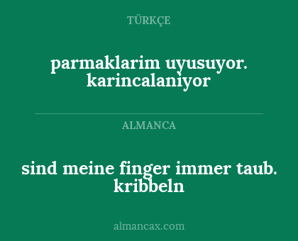 parmaklarim uyusuyor. karincalaniyor - sind meine finger immer taub. kribbeln