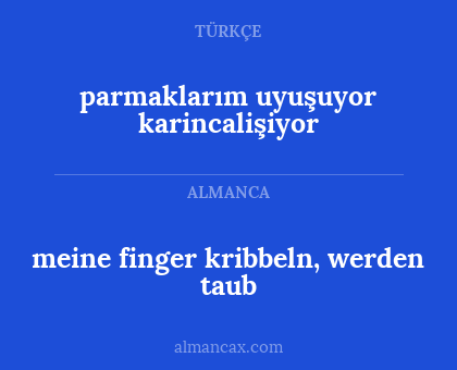 parmaklarım uyuşuyor karincalişiyor - meine finger kribbeln, werden taub
