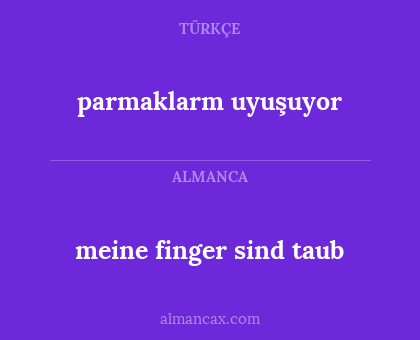 parmaklarm uyuşuyor - meine finger sind taub