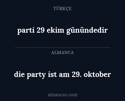 die party ist am 29. oktober - parti 29 ekim günündedir