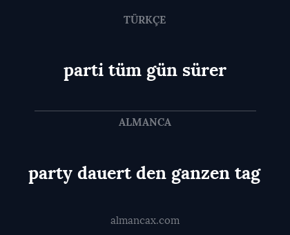 parti tüm gün sürer - party dauert den ganzen tag