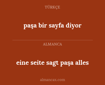paşa bir sayfa diyor - eine seite sagt paşa alles