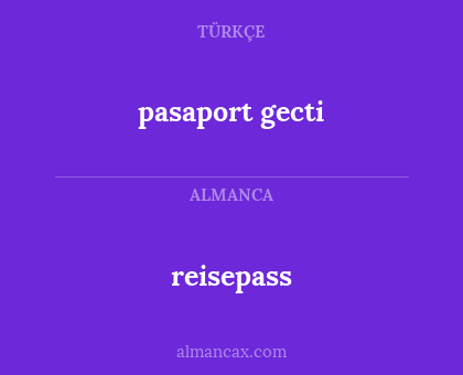 reisepass - pasaport gecti