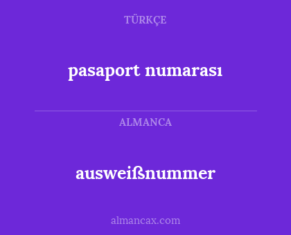 pasaport numarası - ausweißnummer