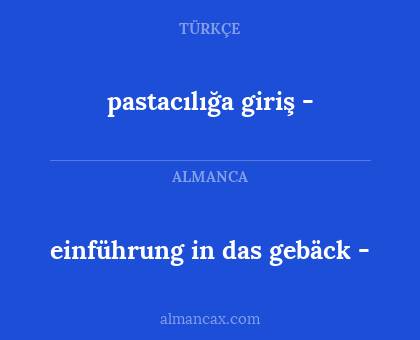 einführung in das gebäck - - pastacılığa giriş -