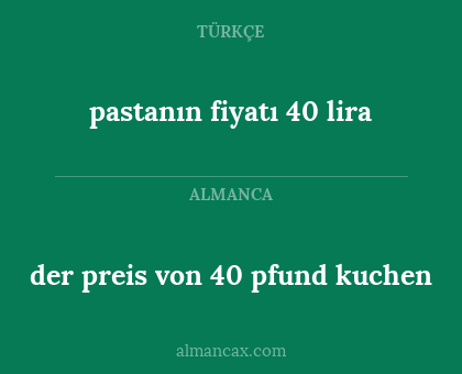 der preis von 40 pfund kuchen - pastanın fiyatı 40 lira
