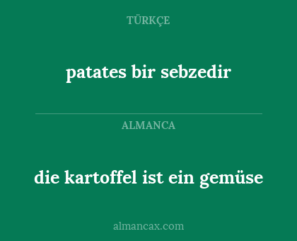 patates bir sebzedir - die kartoffel ist ein gemüse