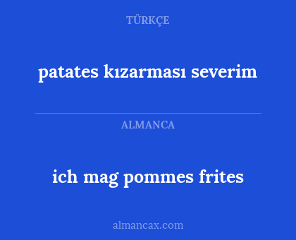 ich mag pommes frites - patates kızarması severim