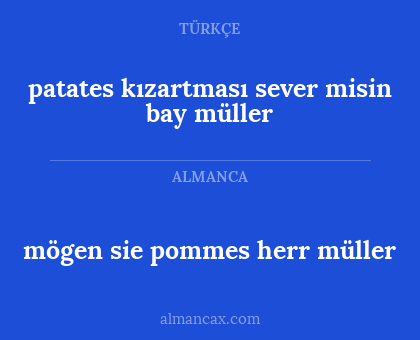 mögen sie pommes herr müller - patates kızartması sever misin bay müller