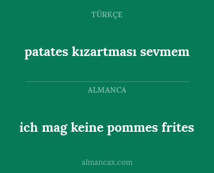 patates kızartması sevmem - ich mag keine pommes frites
