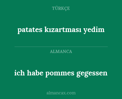 patates kızartması yedim - ich habe pommes gegessen