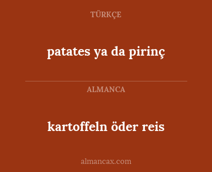kartoffeln öder reis - patates ya da pirinç