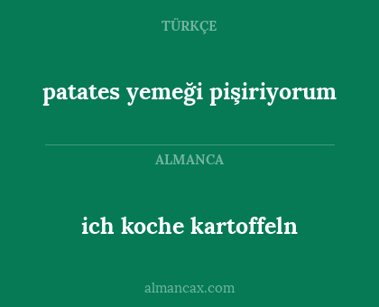 ich koche kartoffeln - patates yemeği pişiriyorum