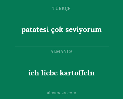 ich liebe kartoffeln - patatesi çok seviyorum