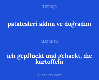 ich gepflückt und gehackt, die kartoffeln - patatesleri aldım ve doğradım