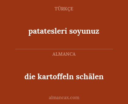 die kartoffeln schälen - patatesleri soyunuz