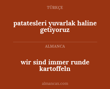 patatesleri yuvarlak haline getiyoruz - wir sind immer runde kartoffeln