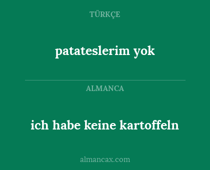ich habe keine kartoffeln - patateslerim yok