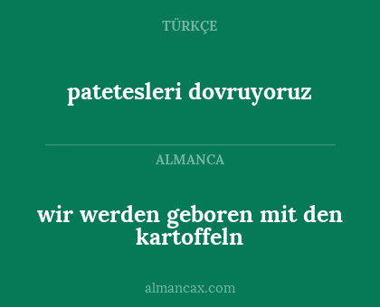 wir werden geboren mit den kartoffeln - patetesleri dovruyoruz