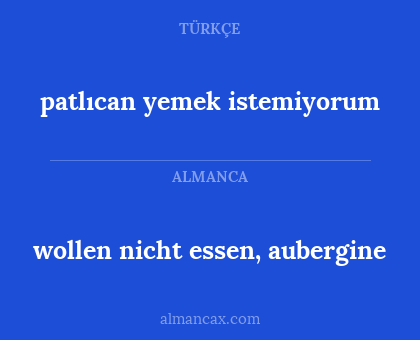 wollen nicht essen, aubergine - patlıcan yemek istemiyorum