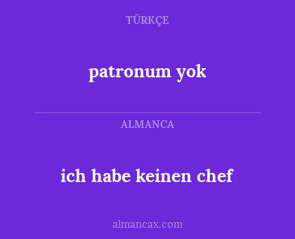 patronum yok - ich habe keinen chef