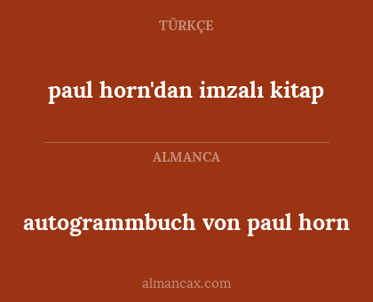 autogrammbuch von paul horn - paul horn'dan imzalı kitap