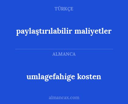 paylaştırılabilir maliyetler - umlagefahige kosten