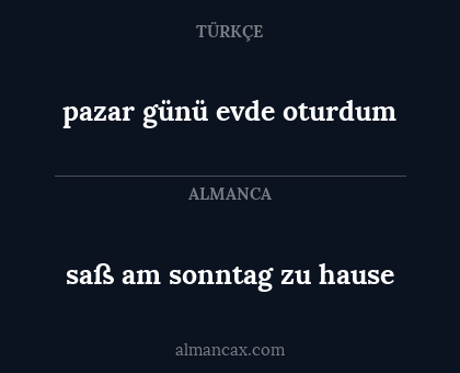 pazar günü evde oturdum - saß am sonntag zu hause