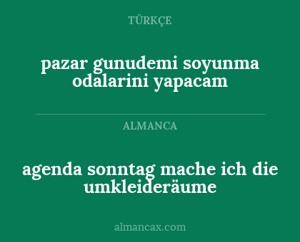 agenda sonntag mache ich die umkleideräume - pazar gunudemi soyunma odalarini yapacam