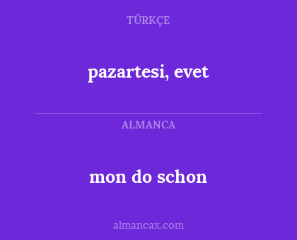 mon do schon - pazartesi, evet