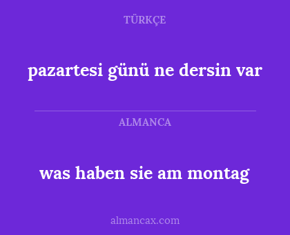pazartesi günü ne dersin var - was haben sie am montag