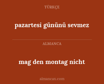 mag den montag nicht - pazartesi gününü sevmez