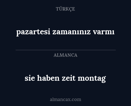 pazartesi zamanınız varmı - sie haben zeit montag