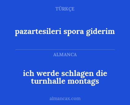 ich werde schlagen die turnhalle montags - pazartesileri spora giderim
