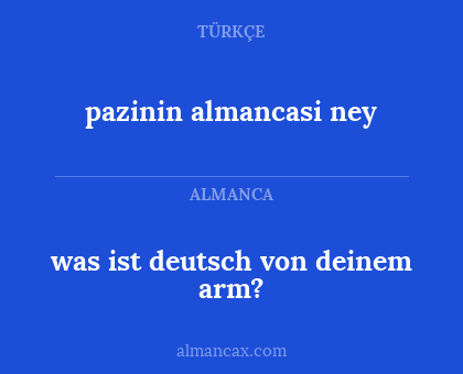 was ist deutsch von deinem arm? - pazinin almancasi ney