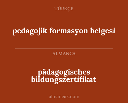 pädagogisches bildungszertifikat - pedagojik formasyon belgesi