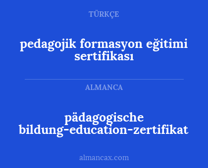 pädagogische bildung-education-zertifikat - pedagojik formasyon eğitimi sertifikası