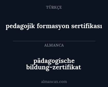 pedagojik formasyon sertifikası - pädagogische bildung-zertifikat