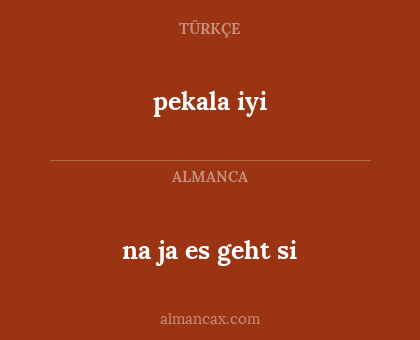 na ja es geht si - pekala iyi