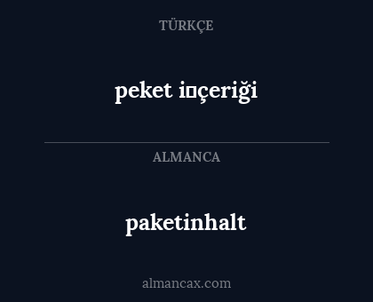 peket i̇çeriği - paketinhalt