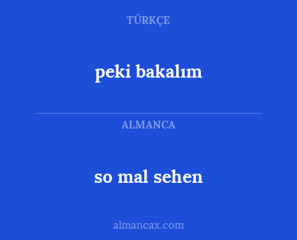 peki bakalım - so mal sehen