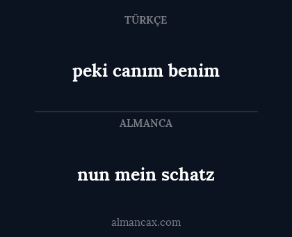 nun mein schatz - peki canım benim