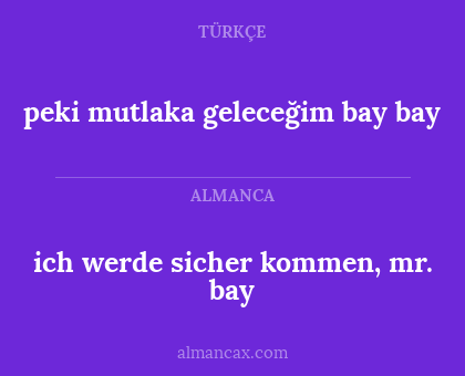 peki mutlaka geleceğim bay bay - ich werde sicher kommen, mr. bay