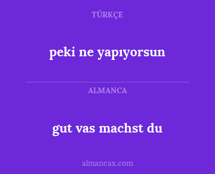 gut vas machst du - peki ne yapıyorsun