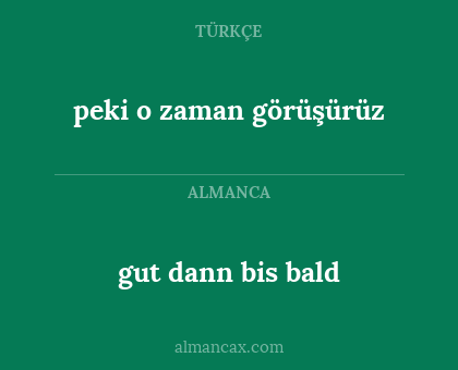 gut dann bis bald - peki o zaman görüşürüz